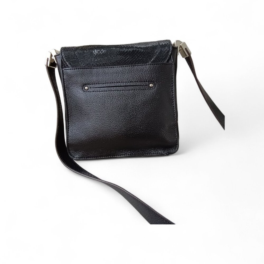 B. Makowsky Crossbody Bag Black Leather - Picture 2 of 6